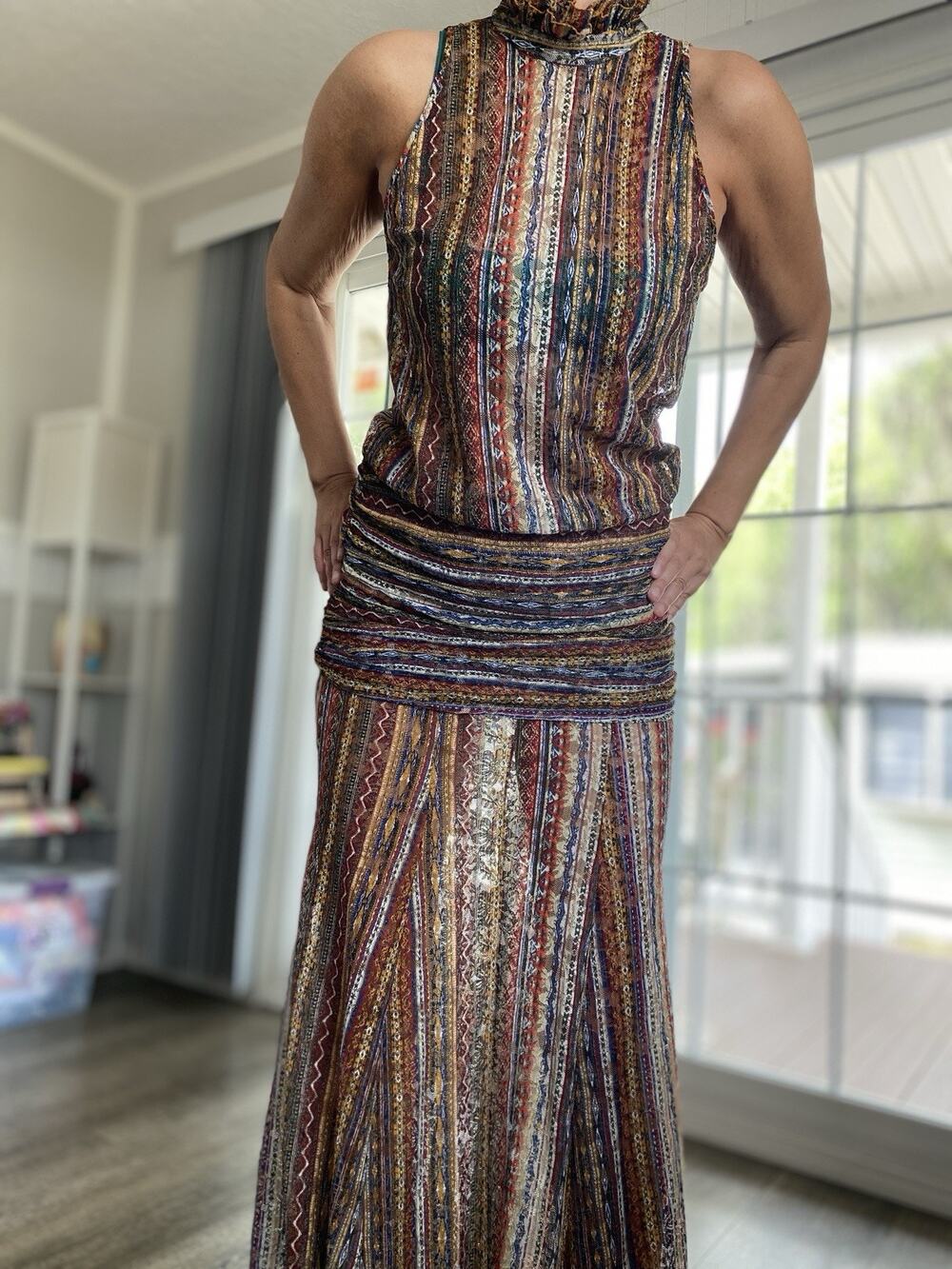 MIXED BY NASRIN evening cocktail dress in a textured pattern BR40 US M Tall